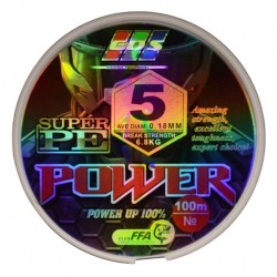 Шнур плетений для риболовлі, EOS Power Super PE, 100м, перетин 0,18мм